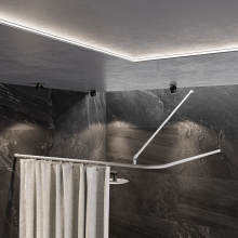 Duschvorhangstange Aluminium mit Innenlaufrohr L-Form Schwarz