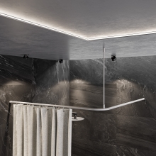 Duschvorhangstange Aluminium mit Innenlaufrohr L-Form