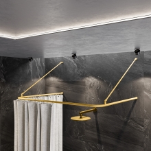 Duschvorhangstange Aluminium U-Form Messing-Optik für die Badewanne 75 x 170 x 75 cm