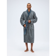 Bademantel Winston für Herren von Pellevävare Velour Blau-Grau