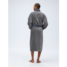 Bademantel Winston für Herren von Pellevävare Velour Blau-Grau