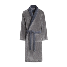 Bademantel Winston für Herren von Pellevävare Velour Blau-Grau