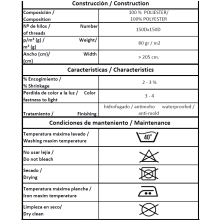 Datenblatt Textil Duschvorhang Blanco