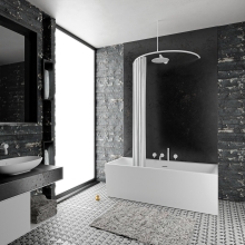 Duschvorhangstange Aluminium Halbkreis Radius 75cm für die Badewanne