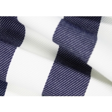 Schwerer Textil Duschvorhang Sunset Stripes aus 100% Polypropylen in deep blue gestreift Maßanfertigung schwer entflammbar