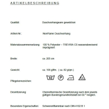 Duschvorhang Textil Non Flame weiß Trevira CS, viele Größen, alle Sondermaße