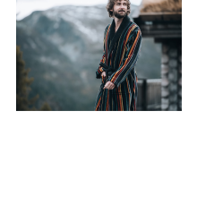 Bademantel Herren Sarek von Pelle Vävare gestreift