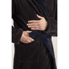 Bademantel Winston für Herren von Pellevävare Velour Blue Brown