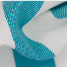 Schwerer Textil Duschvorhang Sunset Stripes aus 100% Polypropylen in Aquamarine gestreift Maßanfertigung schwer entflammbar