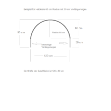 Duschvorhangstange Aluminium verlängerter Halbkreis mit Wandbefestigung Messing-Optik