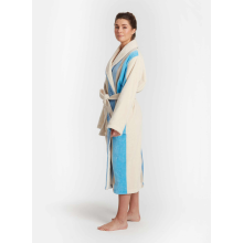 Bademantel Damen Viken von Pelle Vävare in blau weiss