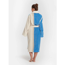 Bademantel Damen Viken von Pelle Vävare in blau weiss