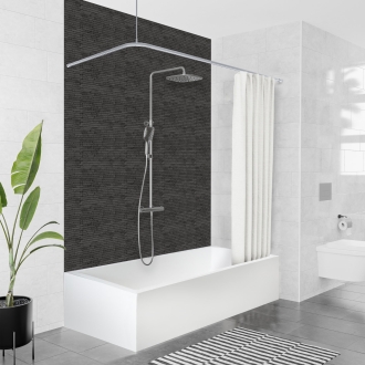 Duschvorhangstange Aluminium L-Form für die Badewanne 170 x 75 cm