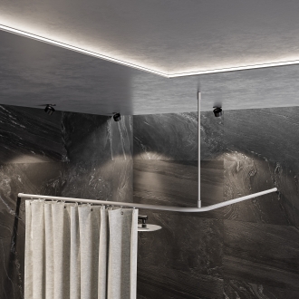 Duschvorhangstange Aluminium mit Innenlaufrohr L-Form