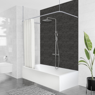 Duschvorhangstange Aluminium U-Form für die Badewanne 75 x 170 x 75 cm