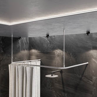 Duschvorhangstange Aluminium mit Innenlaufrohr U-Form