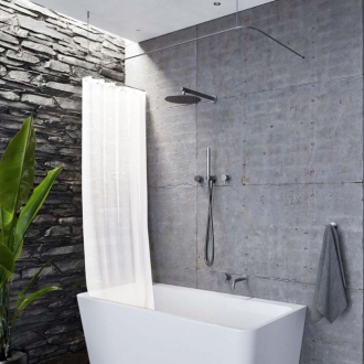 Duschvorhangstange Aluminium 5-Eck mit Innenlaufrohr für Dusche