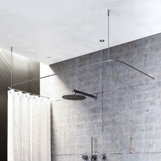 Duschvorhangstange Edelstahl 10 mm, U-Form von Burschberg für die Badewanne