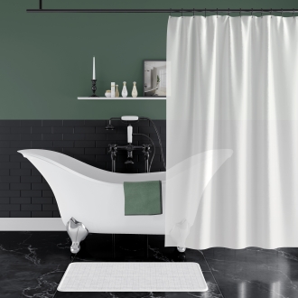 Duschvorhang Textil Non Flame weiß Trevira CS, viele Größen, alle Sondermaße