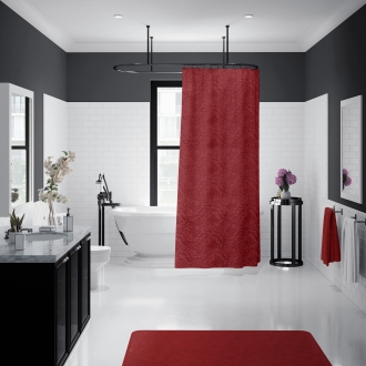 Duschvorhang Textil Baumwolle/Polyester, Barock Bordeauxrot