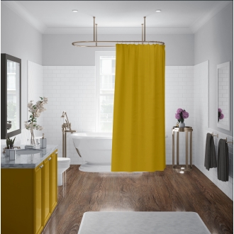 Duschvorhang Cottone 100% Baumwolle, Senfgelb, mit wasserfester Beschichtung