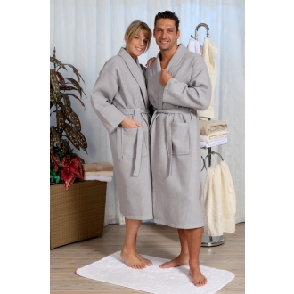 Bademantel Waffelpique unisex grau
