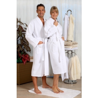 Bademantel Waffelpique unisex weiß